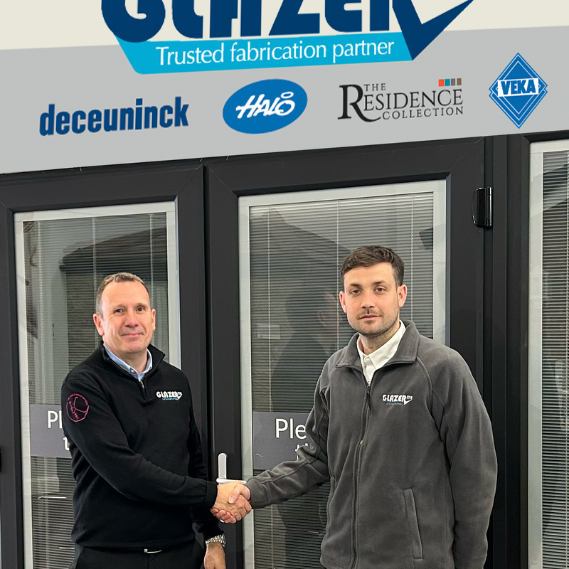 Glazerite's Jeff Dunn (L) welcomes new Area Sales Manager Jordan Davidson