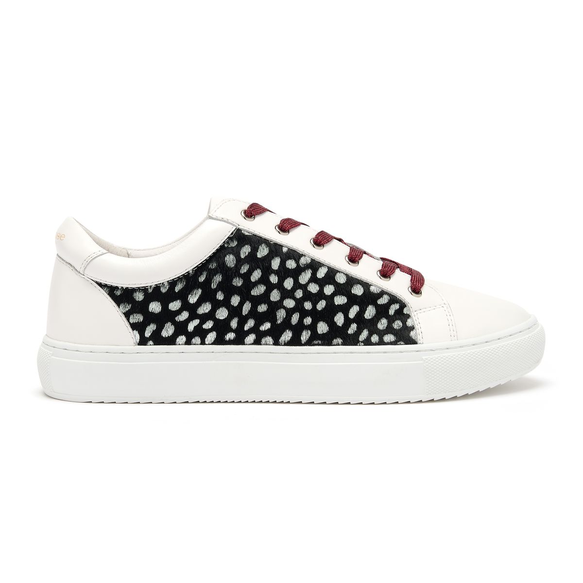 Hoxton White With Black and Silver Leopard Leather Trainers from Cocorose London