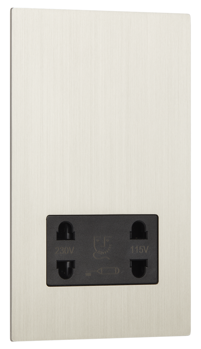 Low profile screwless shaver socket, Roma finish