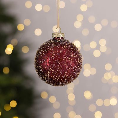 12 Piece Burgundy Glass Bauble Collection
