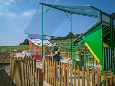 New Water Wars attraction at the Lakeland Maze Farm Park near Kendal, Cumbria.