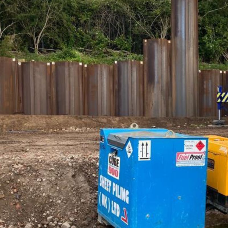 Sheet pile installation near the giraffe area at Chester Zoo, carried out by Sheet Piling (UK) Ltd