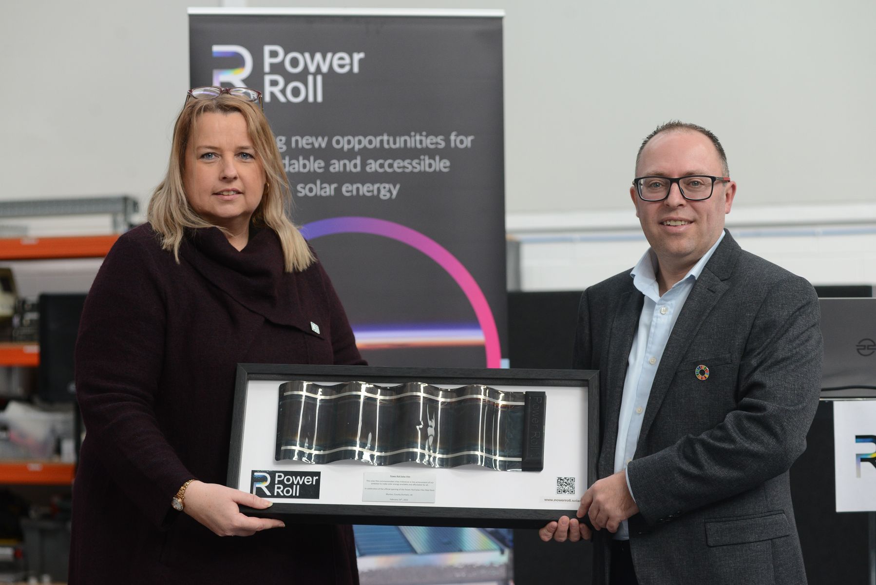 Leader of Durham County Council, Cllr Amanda Hopgood and Neil Spann, ceo of Power Roll