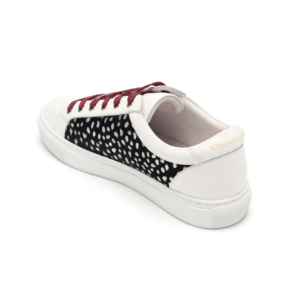 Hoxton White With Black and Silver Leopard Leather Trainers from Cocorose London