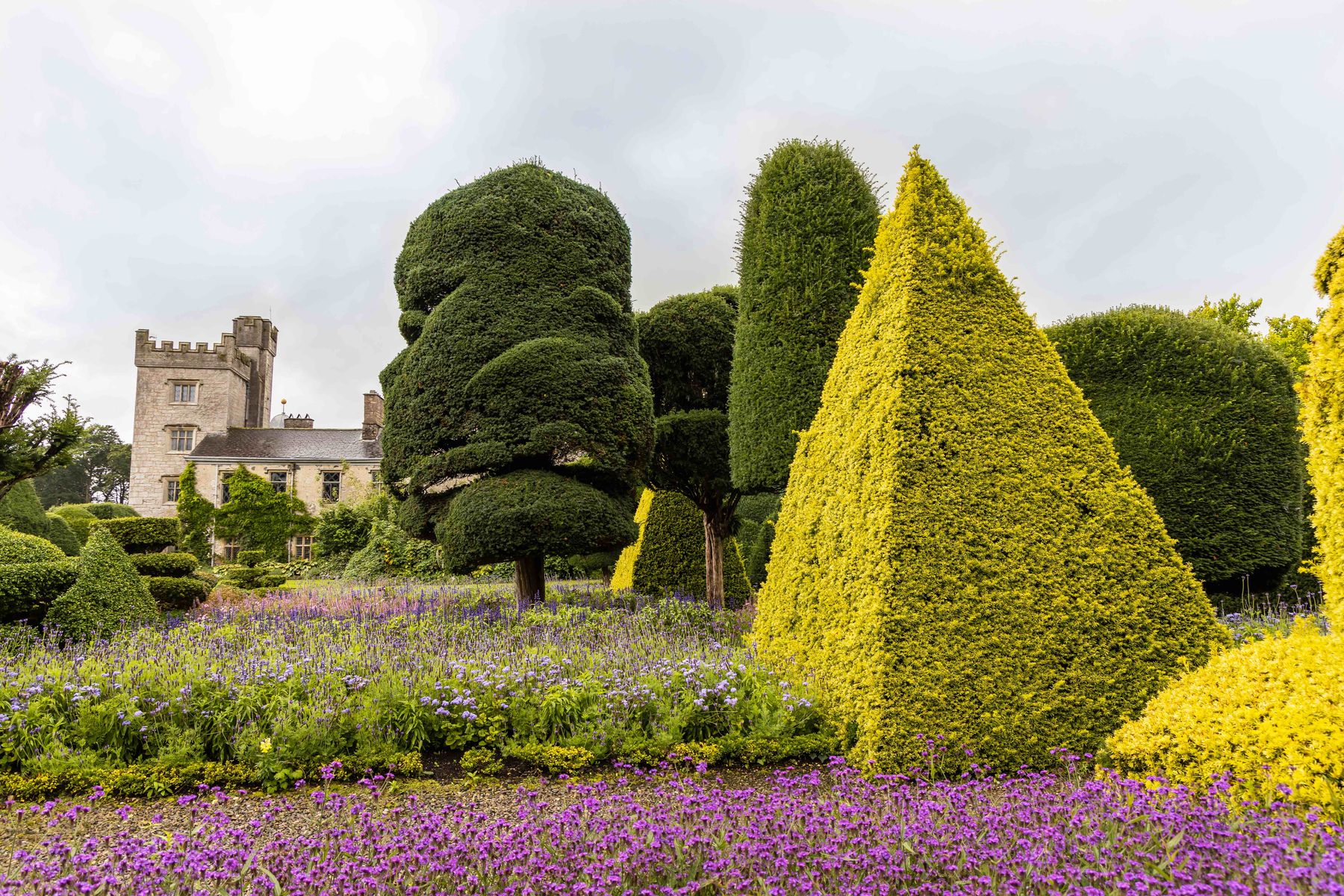 Editorial use only photo showing topiary garden at Levens Hall and Gardens, near Kendal, Cumbria