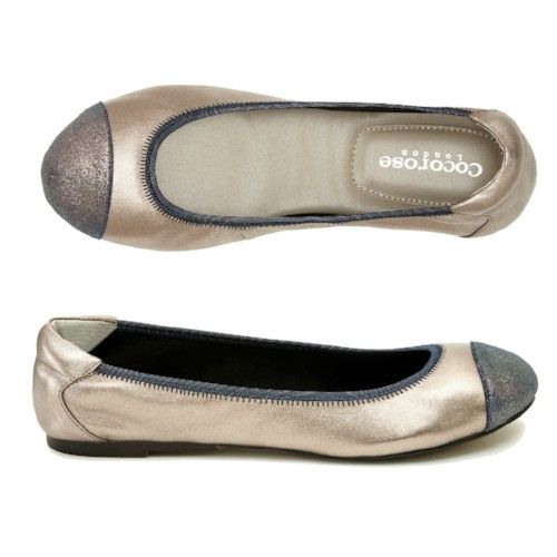 Harrow Pewter Ballerina Shoe  with Sparkly Blue Toe-Cap