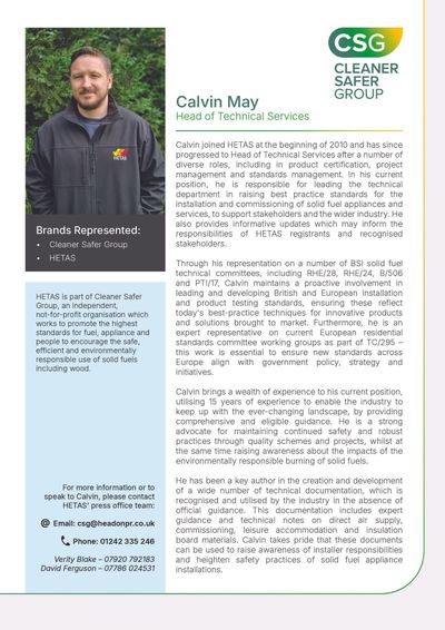 Calvin May - HETAS Head of Technical Services