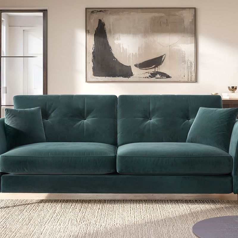 Solace+Co Ellison 3 Seater Green Velvet Sofa
