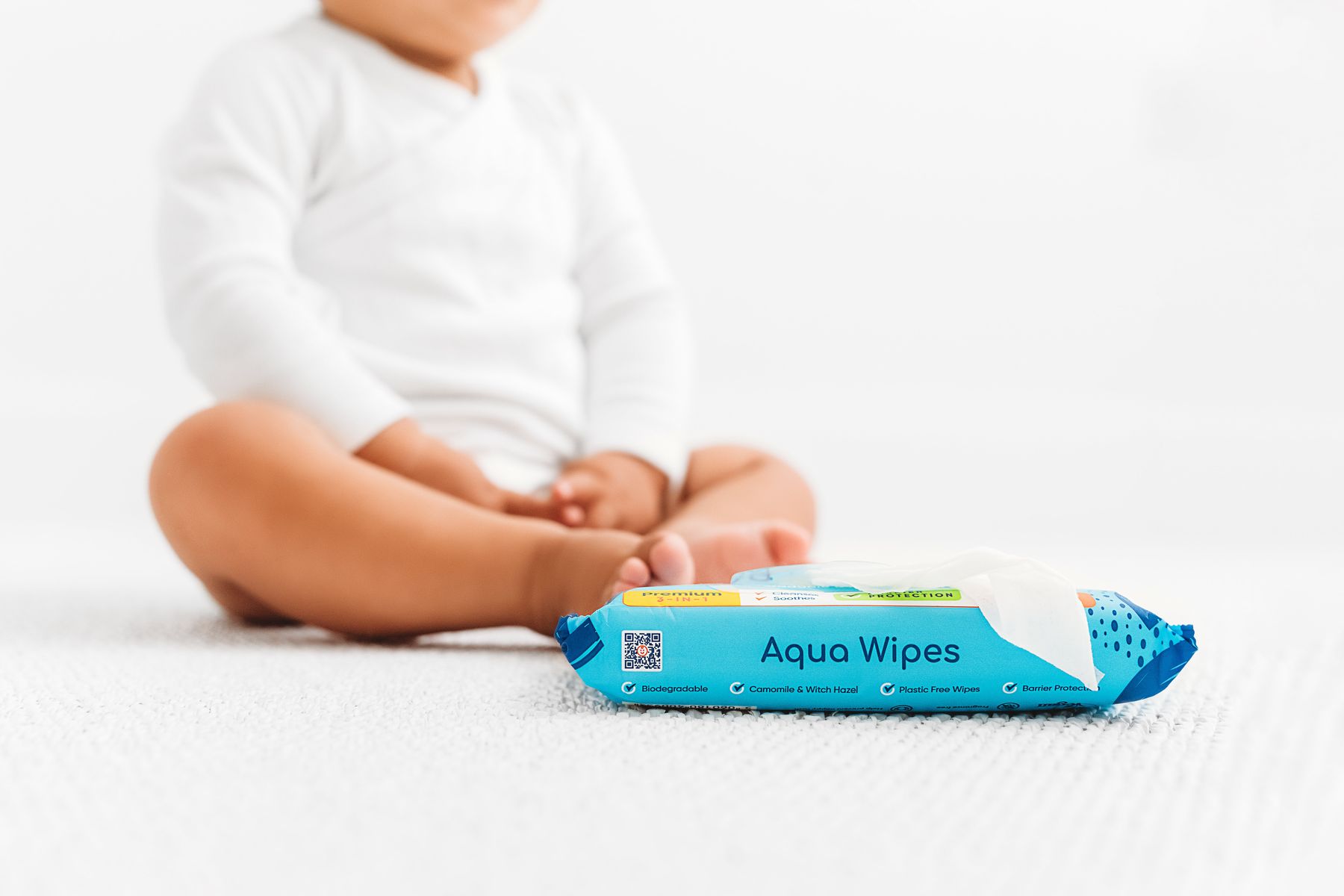NEW Premium Aqua Wipes 3-in-1 clean, soothe and protect with kindness.
