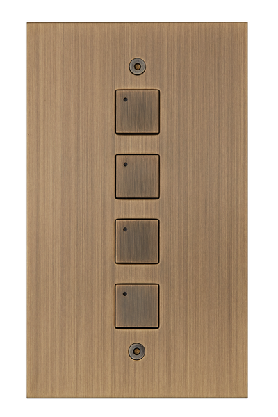4 gang vertical, buttons with LEDs, antique brass finish