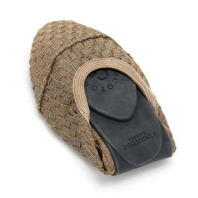 Barbican Champagne Woven Fold Up Ballet Flats from Cocorose London