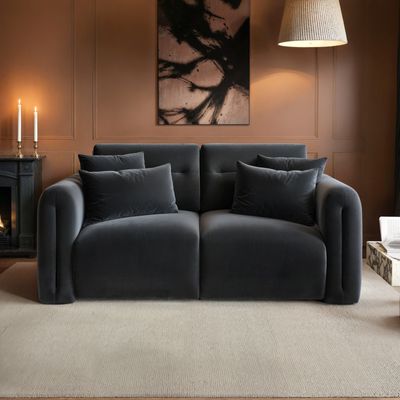 Solace+Co Mabel 2 Seater Sofa Charcoal Velvet