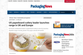 Screencapture of Packaging News