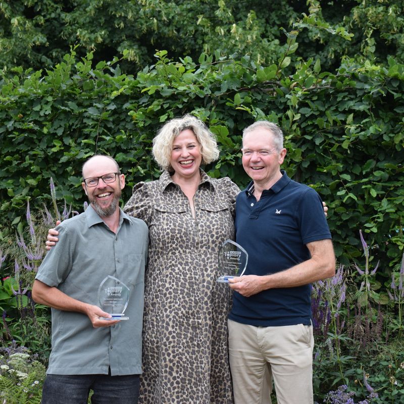 Winners Chris Reeve (left) and Paul Everden (right) with Judge Petra Hoyer-Millar