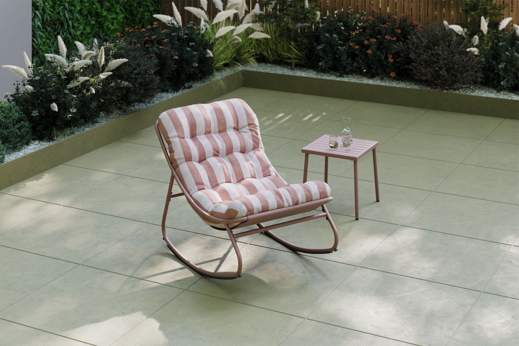 Porto Terracotta Stripe Rocking Chair