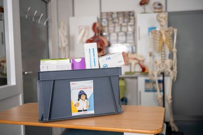 PA images - reusable NHS equipment in the Wombles box ready for reuse in a simulation setting.JPG