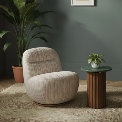 Susie Swivel Chair in Textured Weave