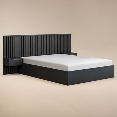 Solace+Co Taylor Hotel Ottoman Bed with Side Tables Black