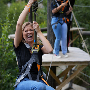 Woman on the zipwire