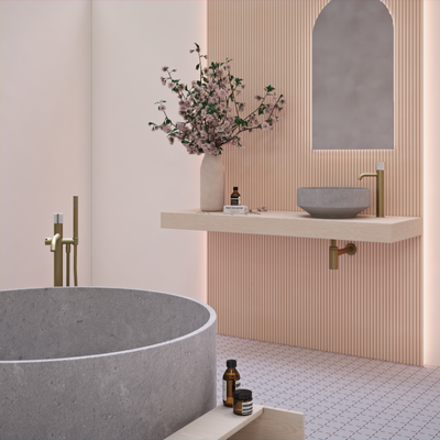 Deck Mounted Basin Tap in Warm Brass