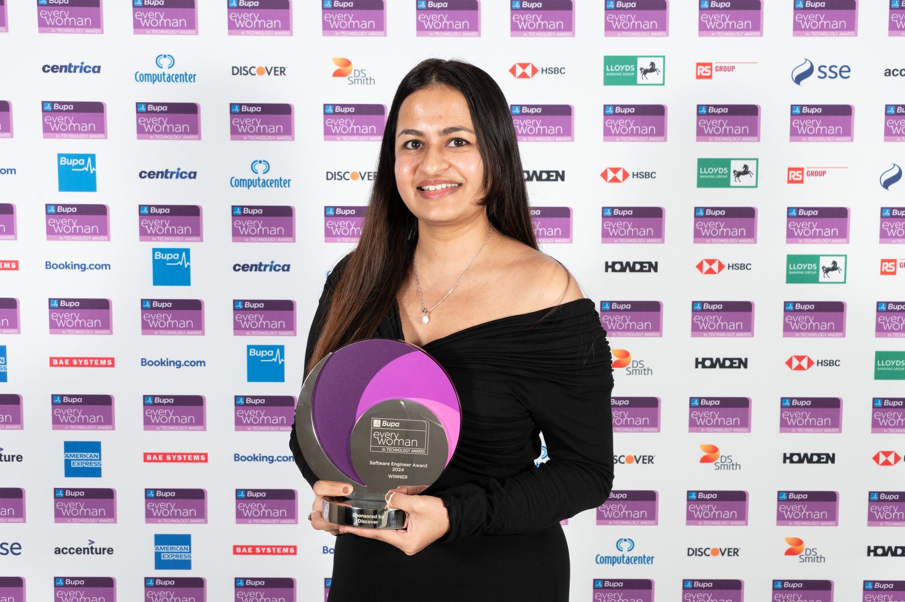 Shalini Jain, winner of the Software Engineer award - sponsored by Discover, at the 2024 Bupa everywoman in Technology Awards