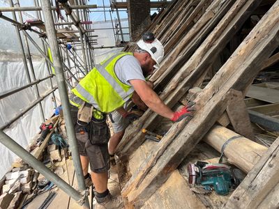 Roof work taking place at All Saints Church.