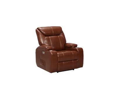 Cinema Tan Electric Leather Recliner Armchair With Two Cup Holders