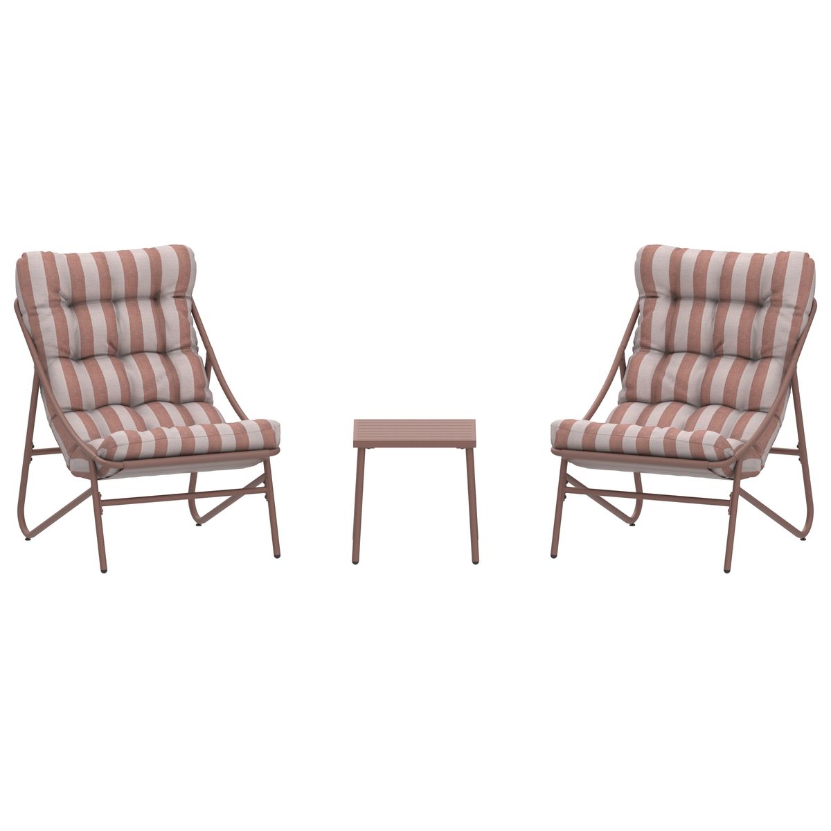 Porto Terracotta Stripe 2 Seater Bistro Set