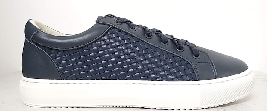 Hoxton Navy Woven trainer from Cocorose London.