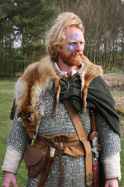 Ancient Britain's Kevin Robson, dressed as one of the Celts who would have lived in the area around Hadrian's Wall.  