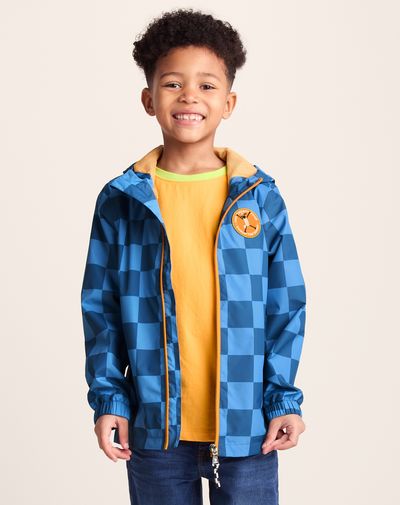 Cohampshire Kids Shaun the Sheep Waterproof Jacket - Bluebell/Night Blue Checkerboard
